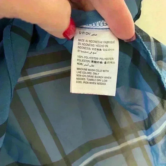 EUC Style & Co Blue & Black Patterned Ruffle Blouse Women’s Size Small - Picture 4 of 6